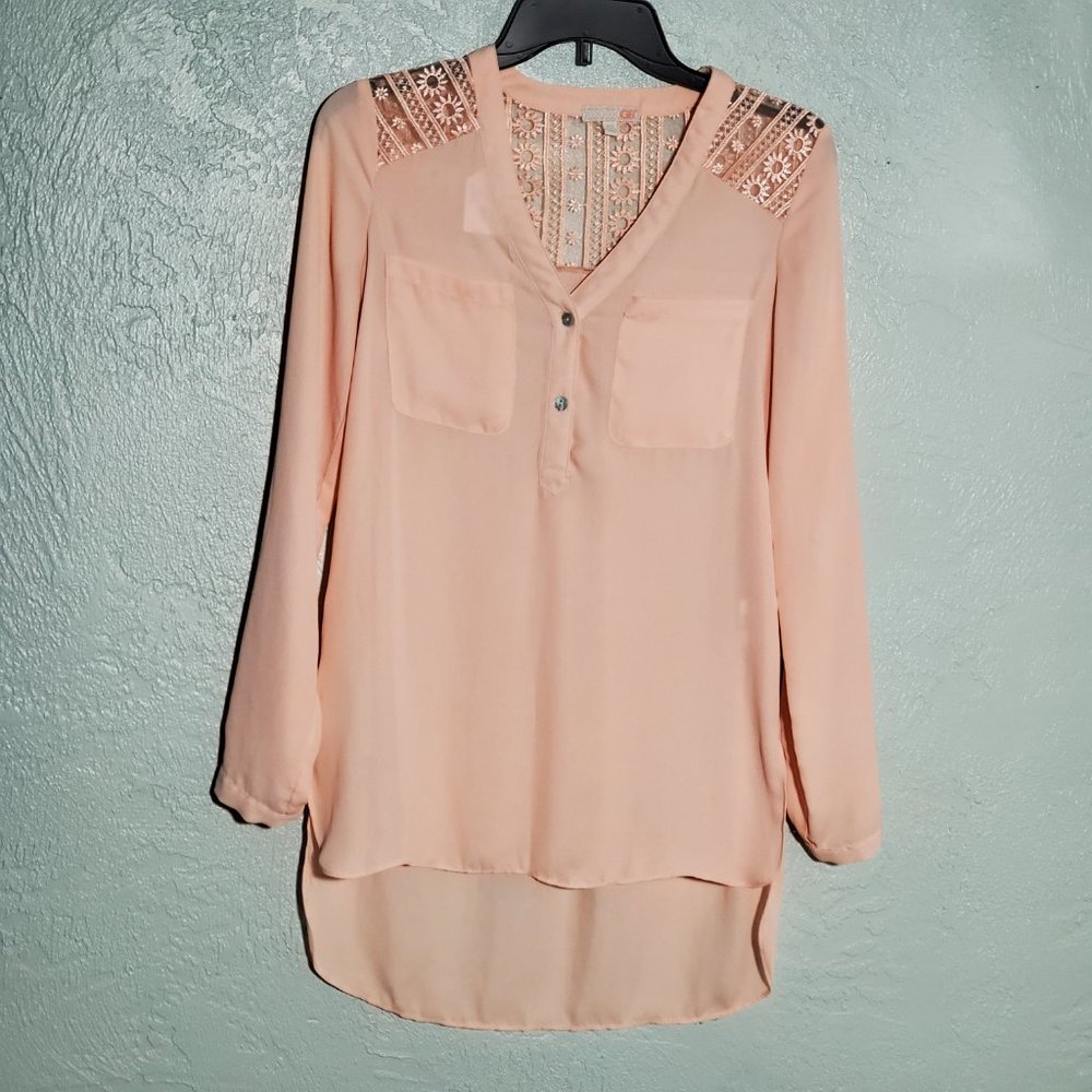 GB GIANNI BINI XS PINK LONG SLEEVE BLOUSE